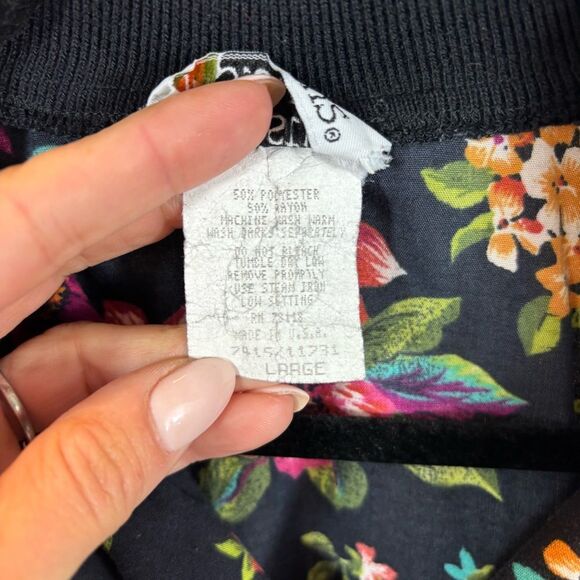 Vintage Cristin Stevens Black and Floral Sleeveless Button Down Blouse‎ Large - Picture 7 of 11